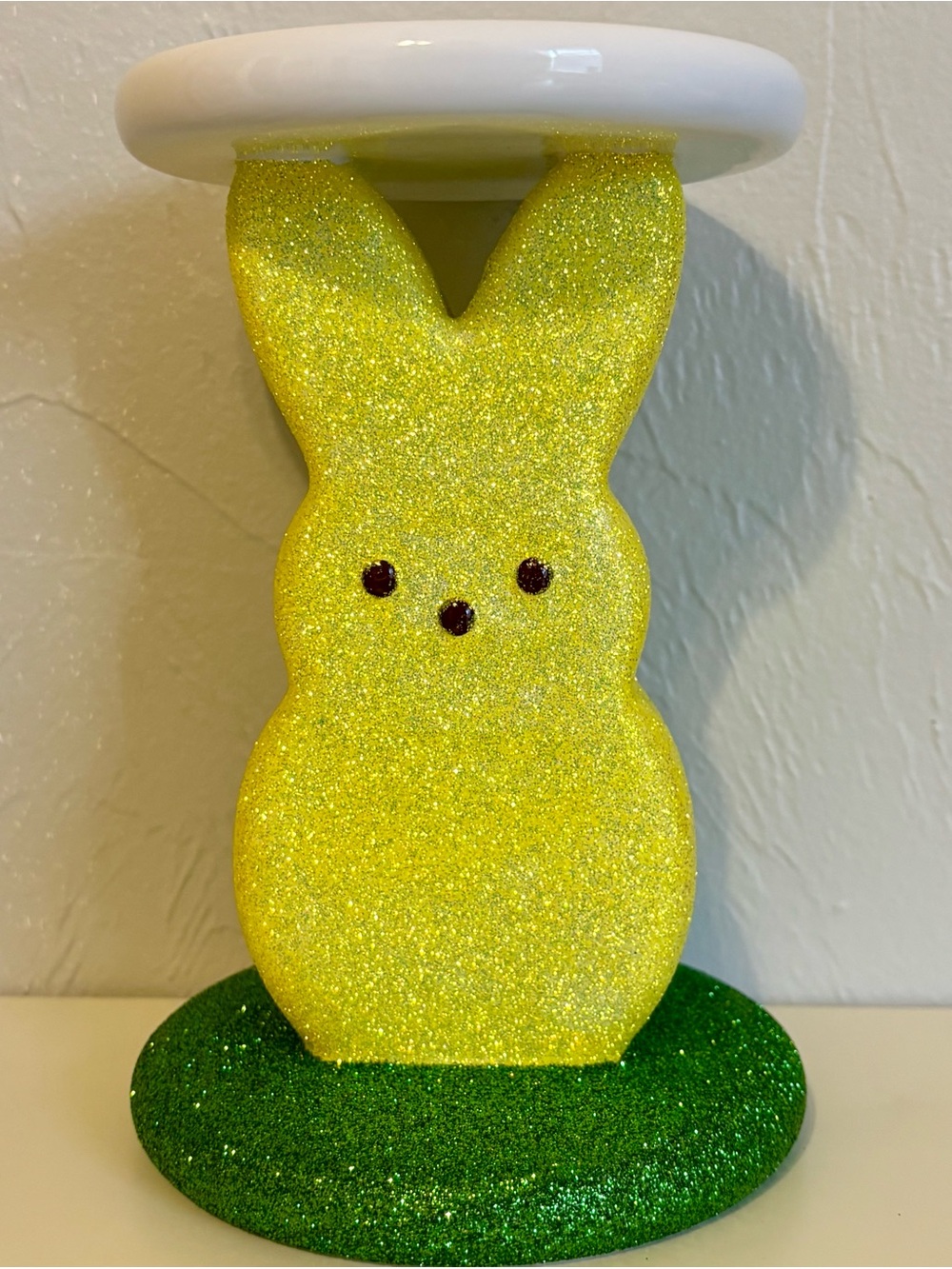 Bath & Body Works Yellow Glitter Peep Bunny 3-Wick Candle Holder Pedestal